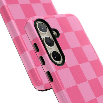Pink Checkerboard Phone Case – Cute Aesthetic Tough Case for iPhone & Samsung
