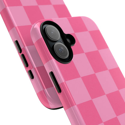 Pink Checkerboard Phone Case | Cute Aesthetic Checkered iPhone & Samsung Tough Case