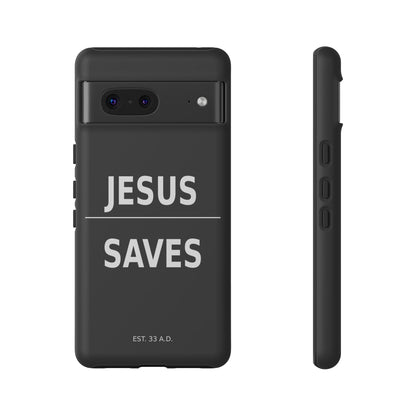 Jesus Saves Phone Case Christian Religious Minimalist Black Tough Cover