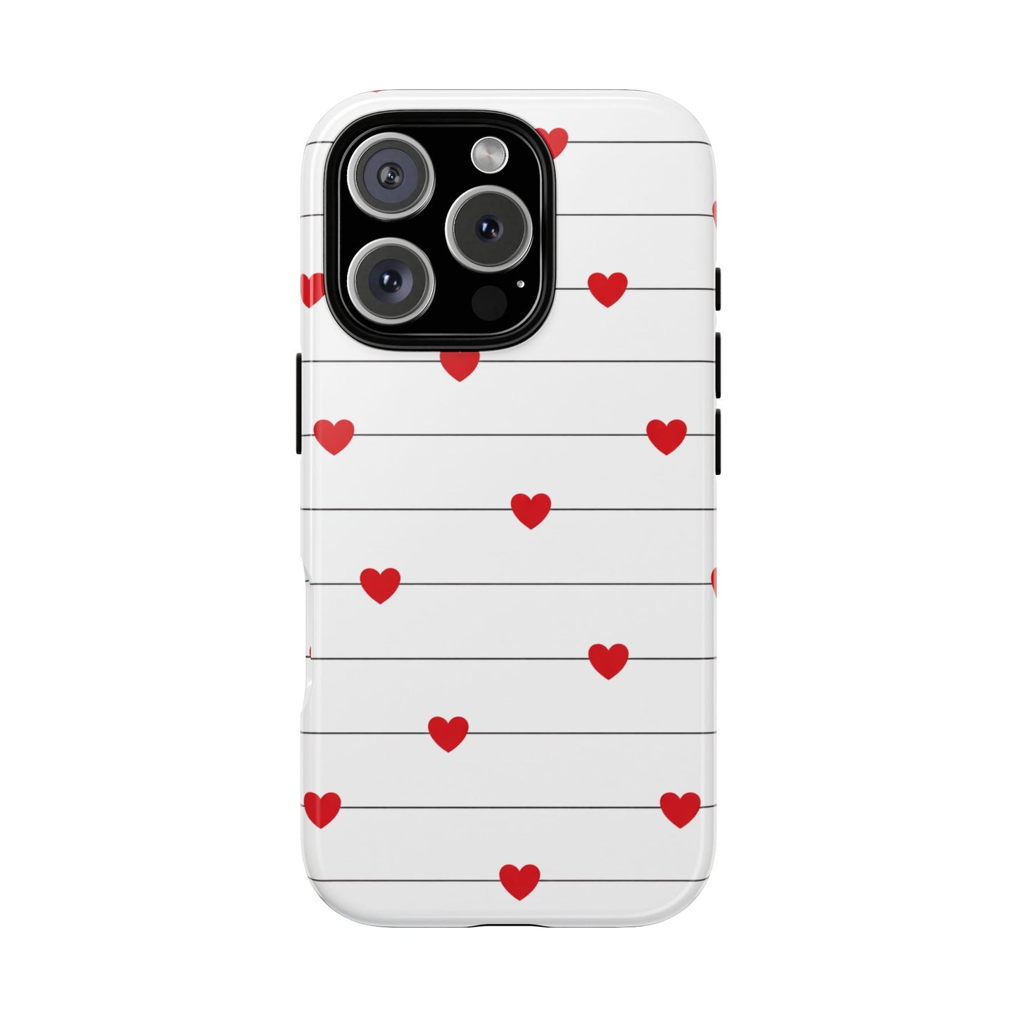 Red Heart Stripe iPhone Case | Tough Shockproof Love Aesthetic Cover