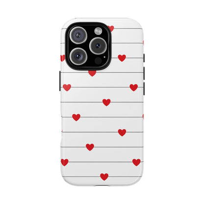 Red Heart Stripe iPhone Case | Tough Shockproof Love Aesthetic Cover