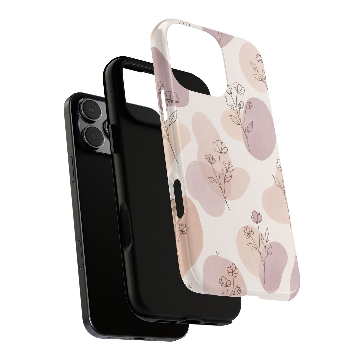 Blush Floral Phone Case Neutral Botanical Watercolor Tough Cover