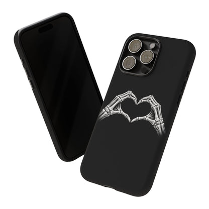 Skeleton Hands Heart Phone Case | Gothic Black Protective Cover
