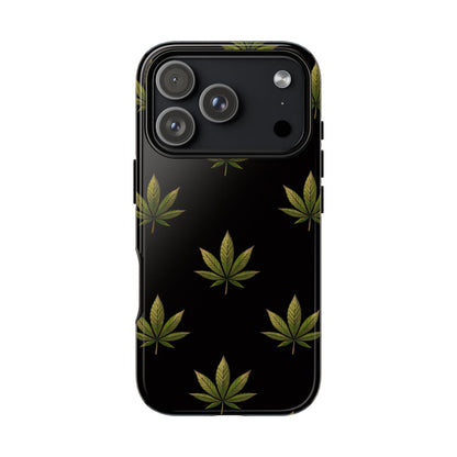 Cannabis Leaf Phone Case Green Weed Leaf Pattern Tough Protective Cover