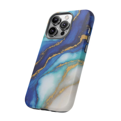 Blue & Gold Marble Phone Case – Luxury Resin Art Tough Case (iPhone, Samsung, Pixel)
