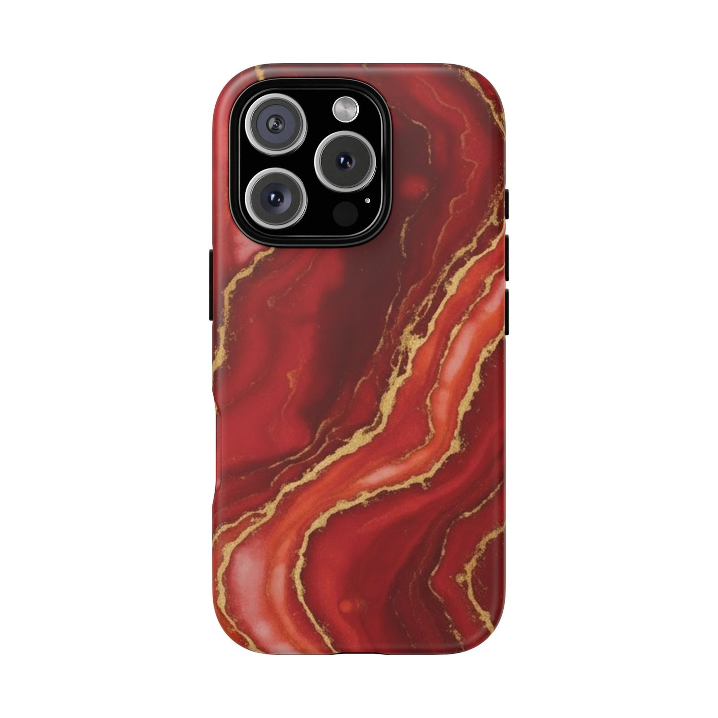 Red Agate Marble Phone Case with Gold Veins – Luxury Tough iPhone & Samsung Case