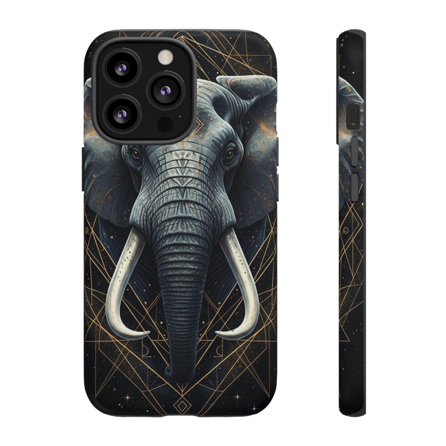 Elephant Mandala Phone Case – Black and Gold Spiritual Elephant Tough Protective Case