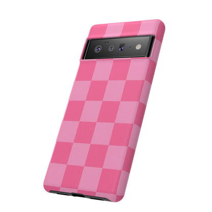 Pink Checkerboard Phone Case | Cute Aesthetic Checkered iPhone & Samsung Tough Case