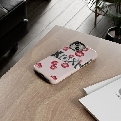XOXO Kiss Print Phone Case | Coquette Valentine Aesthetic | Cute Pink Lipstick Kiss Tough Case for iPhone & Samsung