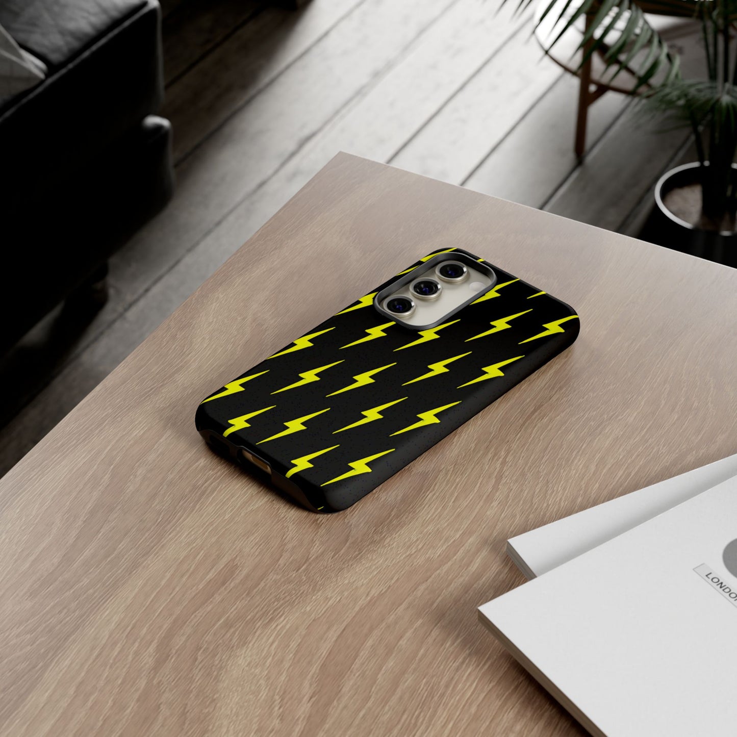 Yellow Lightning Bolt Tough Phone Case | Bold Electric Pattern Case for Iphone, Samsung Galaxy and Pixel