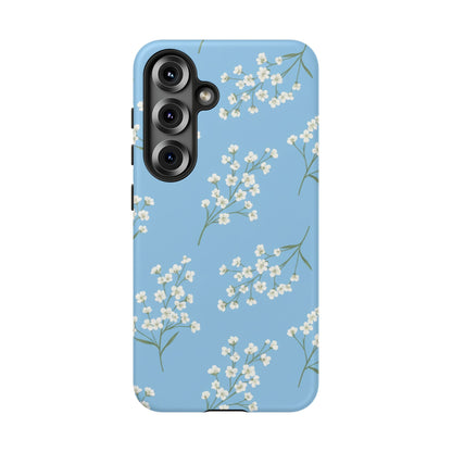 Baby’s Breath Floral Phone Case – Blue Minimal Flower Aesthetic Tough Case