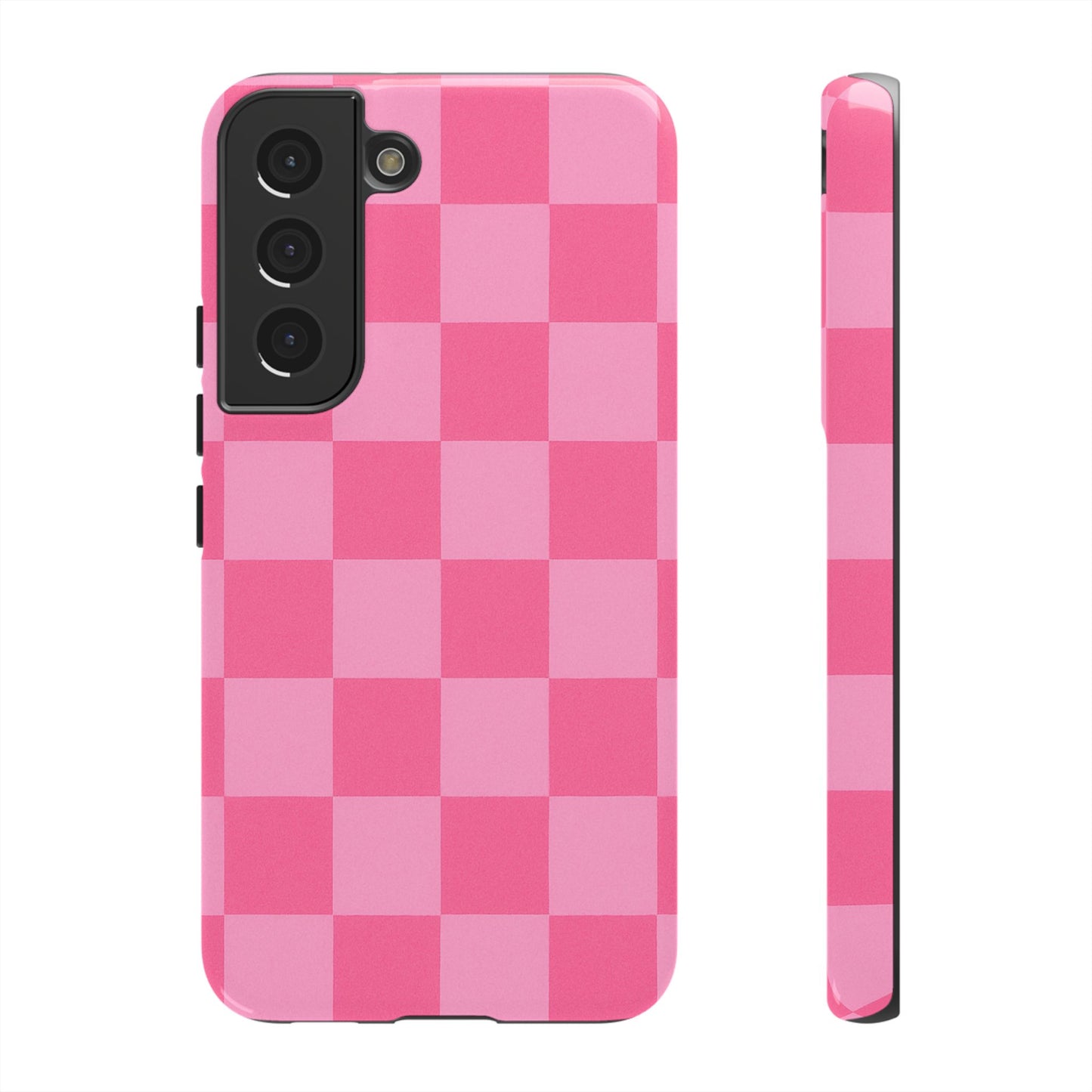 Pink Checkerboard Phone Case – Cute Aesthetic Tough Case for iPhone & Samsung