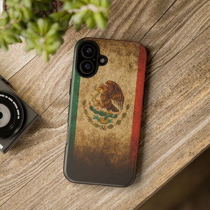 Vintage Mexico Flag Phone Case – Mexican Pride Grunge Flag Aesthetic Tough Case