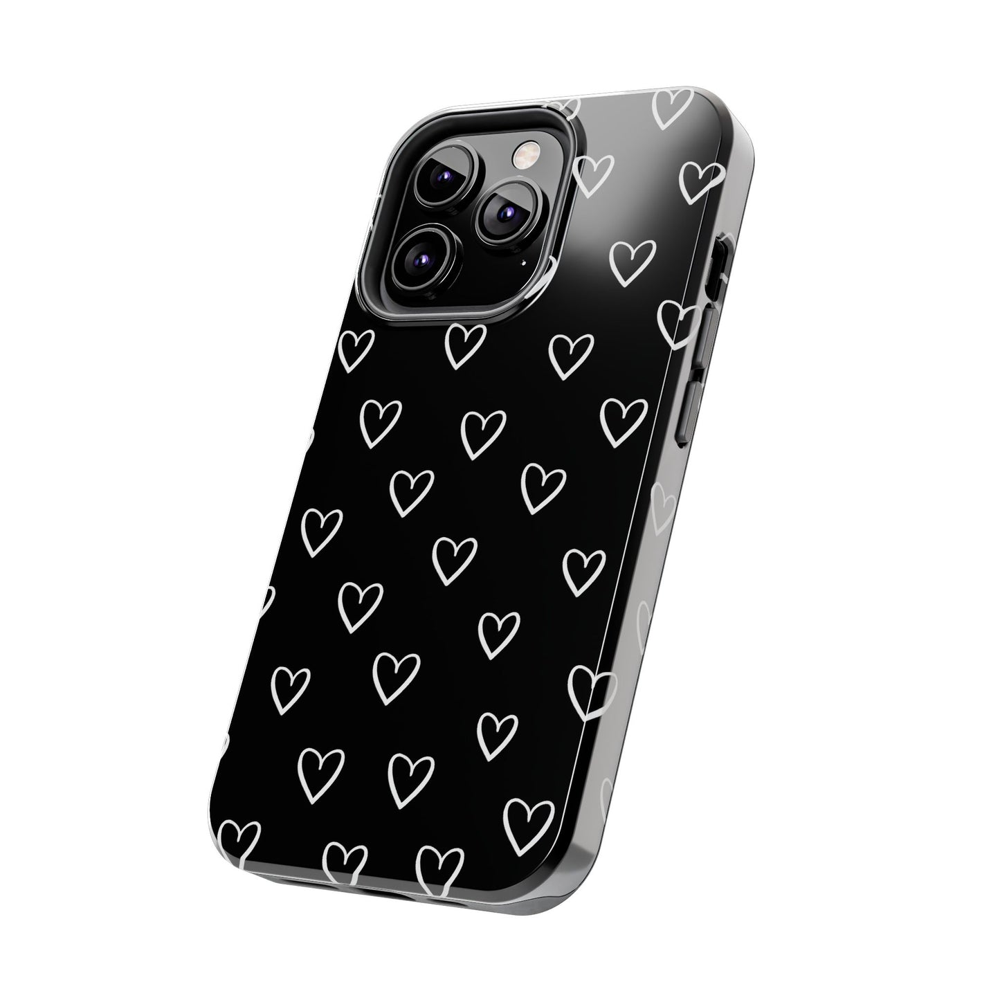 Doodle Heart Phone Case – Minimal Black & White Heart Pattern | Tough Protective Case
