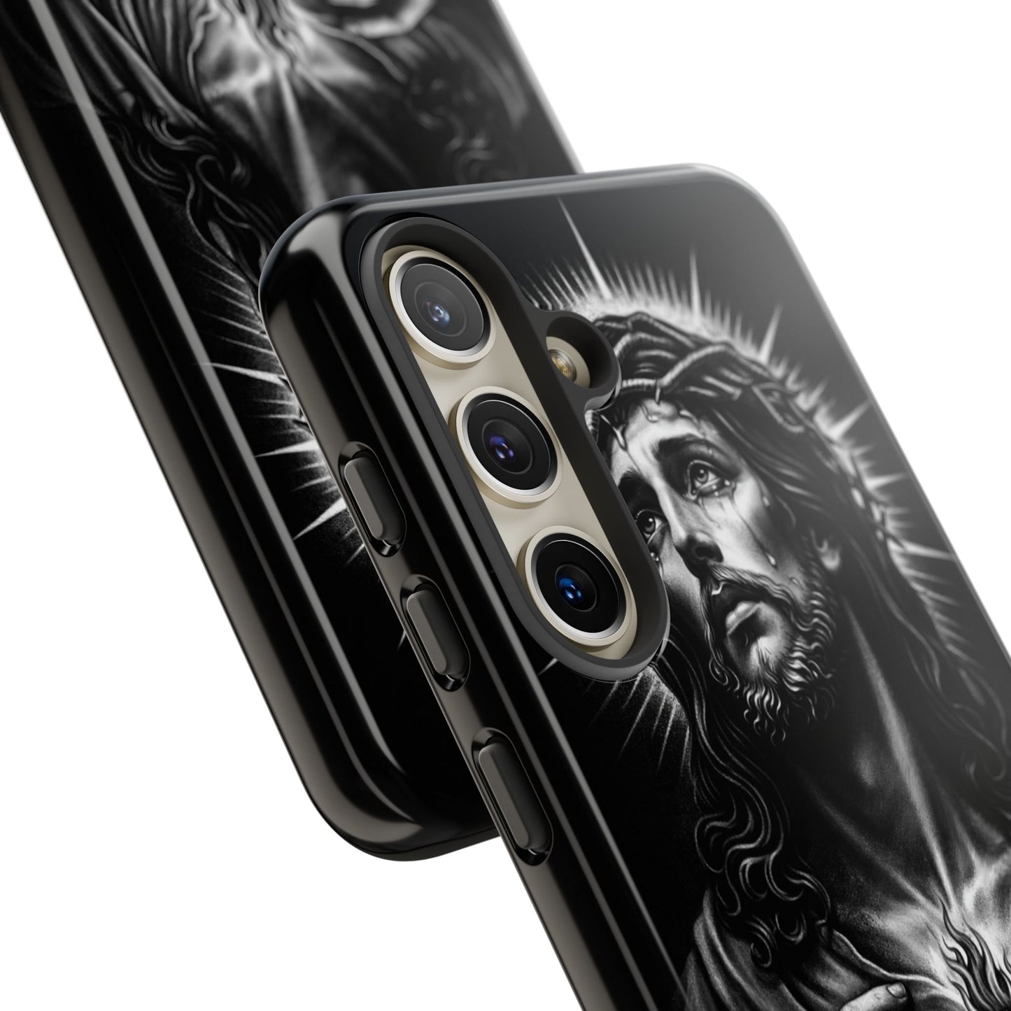 Jesus Sacred Heart Phone Case Black White Christian Faith Aesthetic