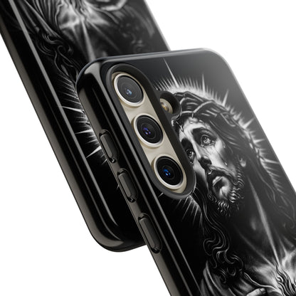 Jesus Sacred Heart Phone Case Black White Christian Faith Aesthetic