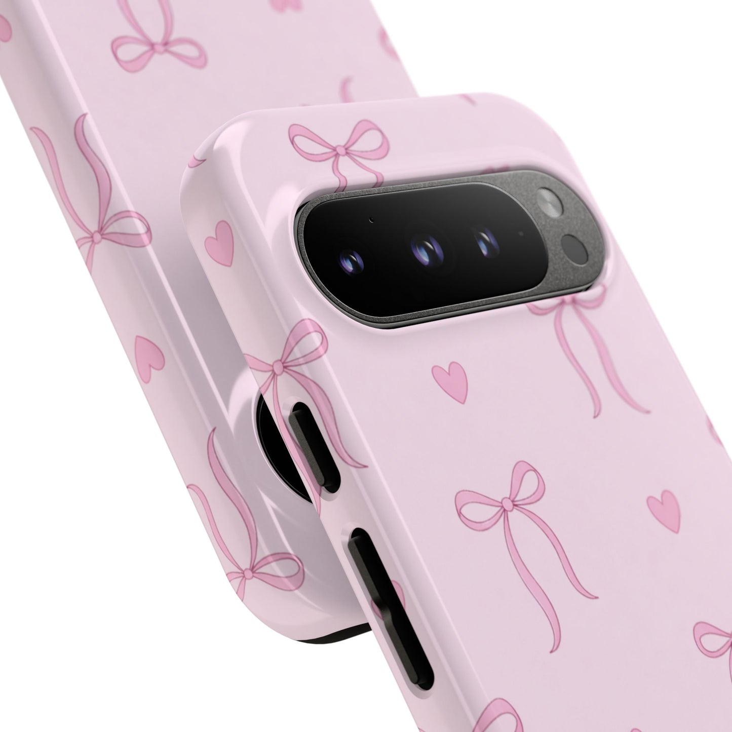 Pink Bow Heart Aesthetic Phone Case – Coquette Cute Tough Cover