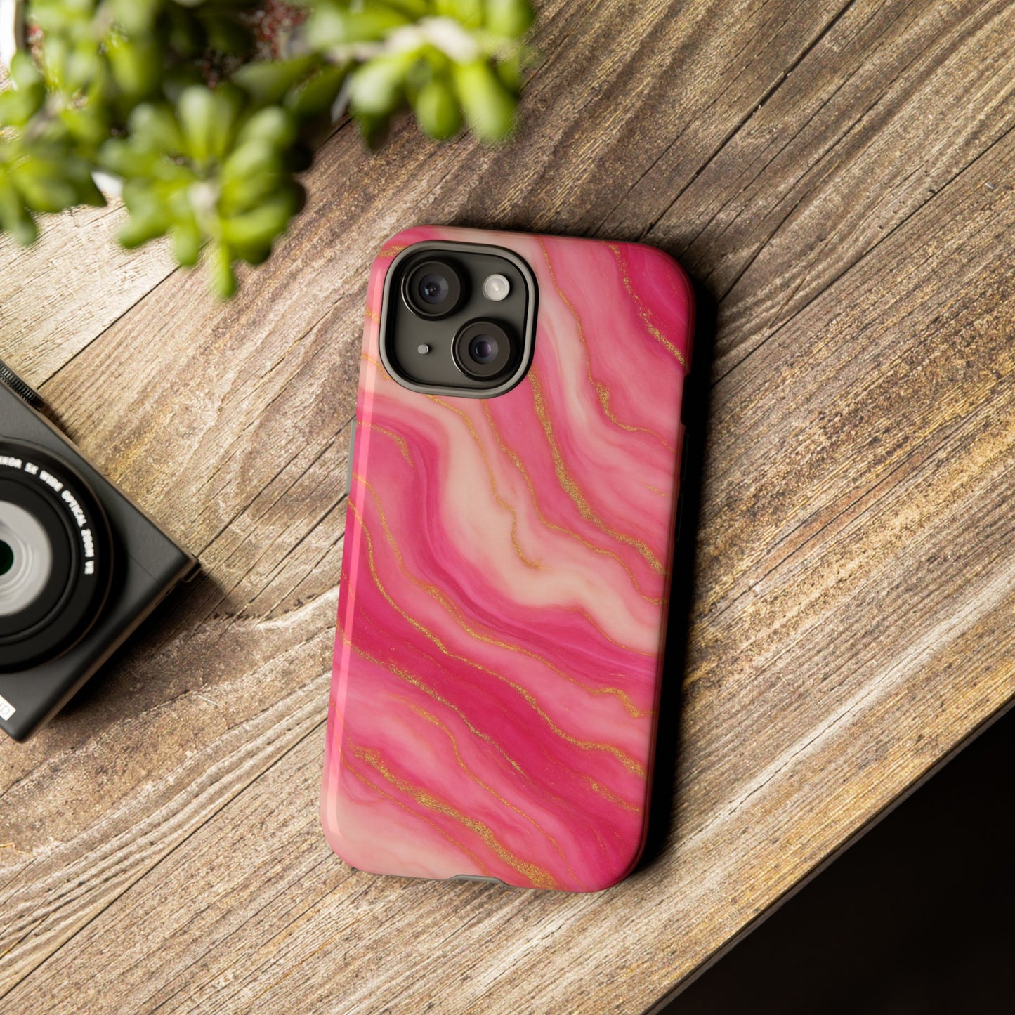 Pink Marble Phone Case | Rose Gold Swirl Aesthetic Tough Protective Case