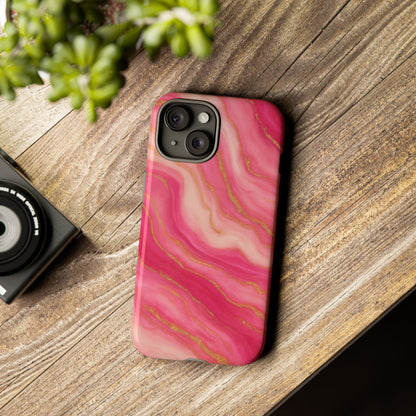 Pink Marble Phone Case | Rose Gold Swirl Aesthetic Tough Protective Case