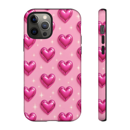 Pink Heart Pattern Phone Case | Tough Protective Case for Iphone, Samsung Galaxy and Pixel