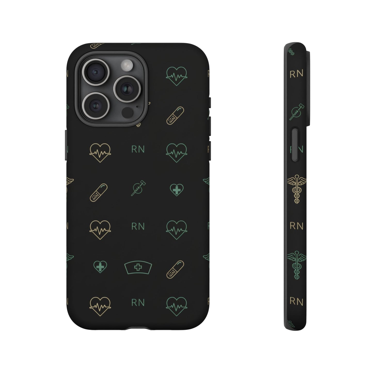 RN Nurse Phone Case – Minimal Medical Icon Pattern Healthcare Worker Tough Case