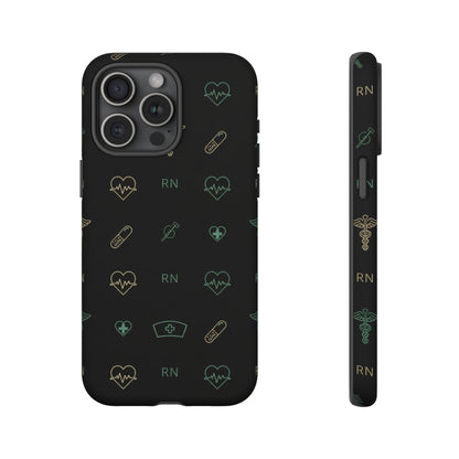 RN Nurse Phone Case – Minimal Medical Icon Pattern Healthcare Worker Tough Case