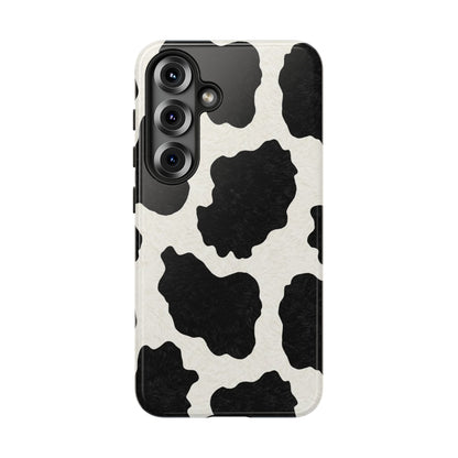 Black & White Cow Print Phone Case | Western Aesthetic iPhone & Samsung Tough Case