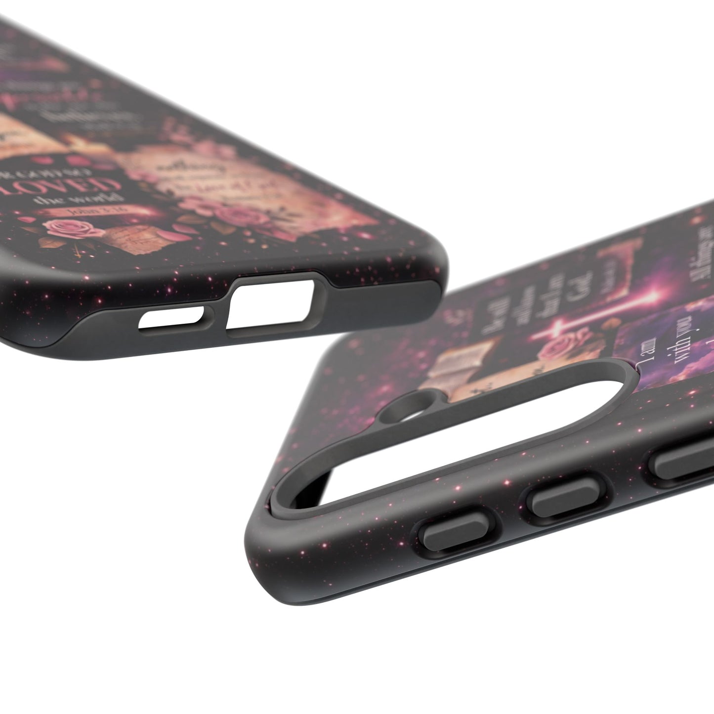 Christian Bible Verse Phone Case Pink Floral Faith Tough Protective Cover Gift
