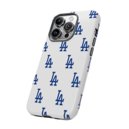 Blue LA Monogram Pattern Phone Case | Minimal Baseball Inspired Tough Cover