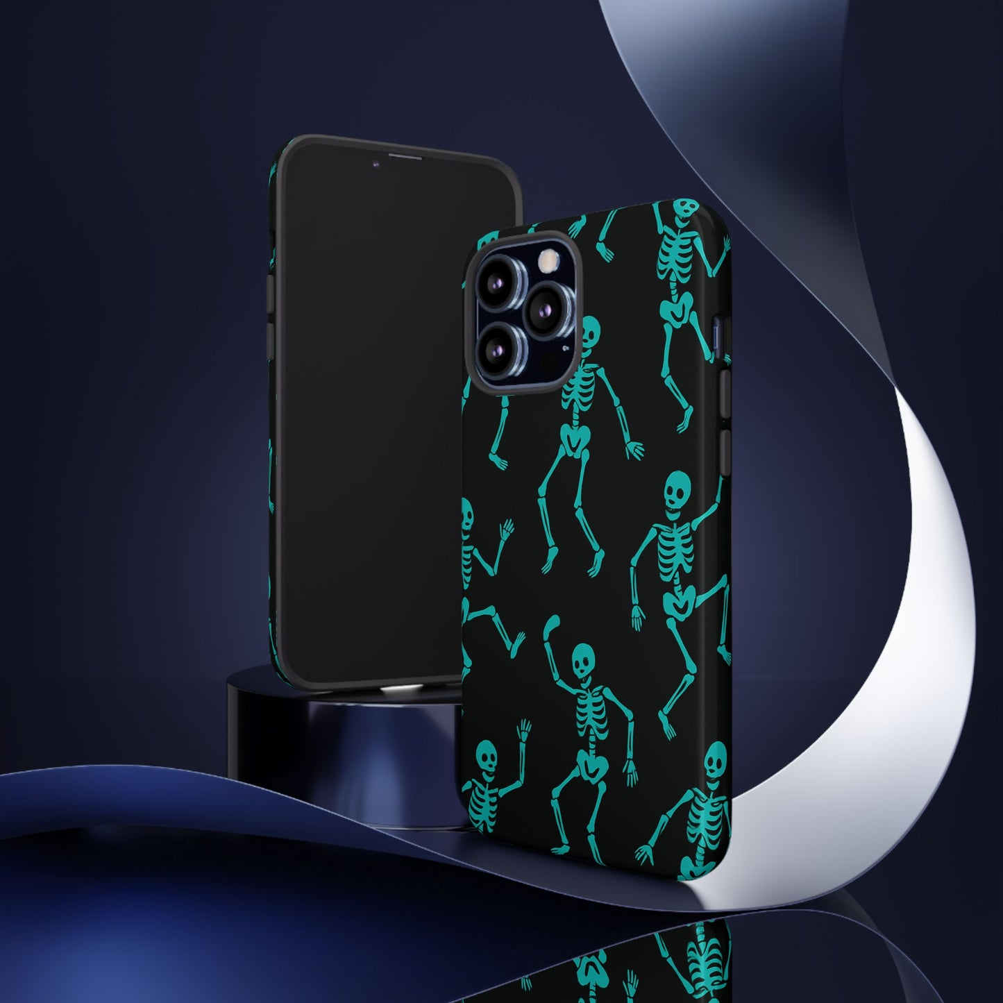 Dancing Teal Skeletons Phone Case | Tough Protective Case for Iphone, Samsung Galaxy and Pixel