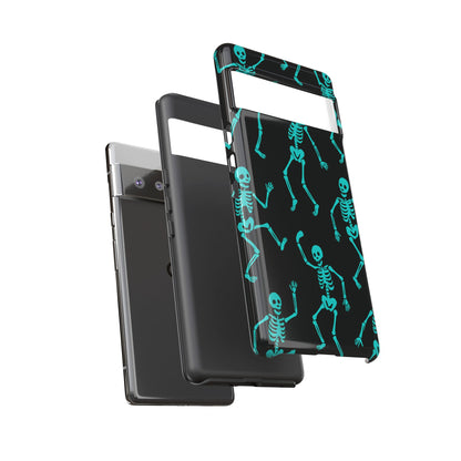 Dancing Teal Skeletons Phone Case | Tough Protective Case for Iphone, Samsung Galaxy and Pixel