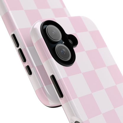 Light Pink Checkerboard Phone Case | Pastel Aesthetic Checkered iPhone & Samsung Tough Case