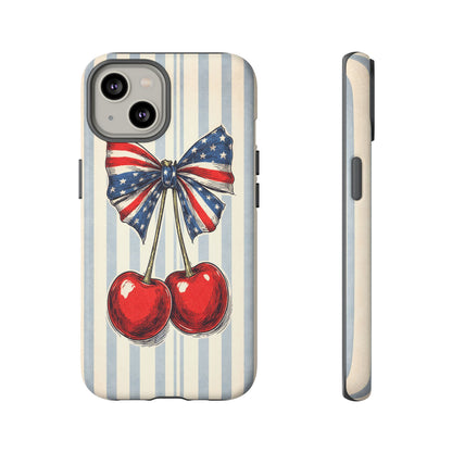 Patriotic Cherry Phone Case Americana Coquette Aesthetic iPhone Samsung