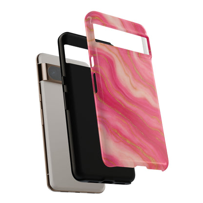 Pink Marble Phone Case | Rose Gold Swirl Aesthetic Tough Protective Case