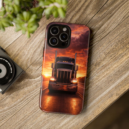 Big Rig Truck Phone Case Sunset Highway Semi Truck iPhone Samsung Cover