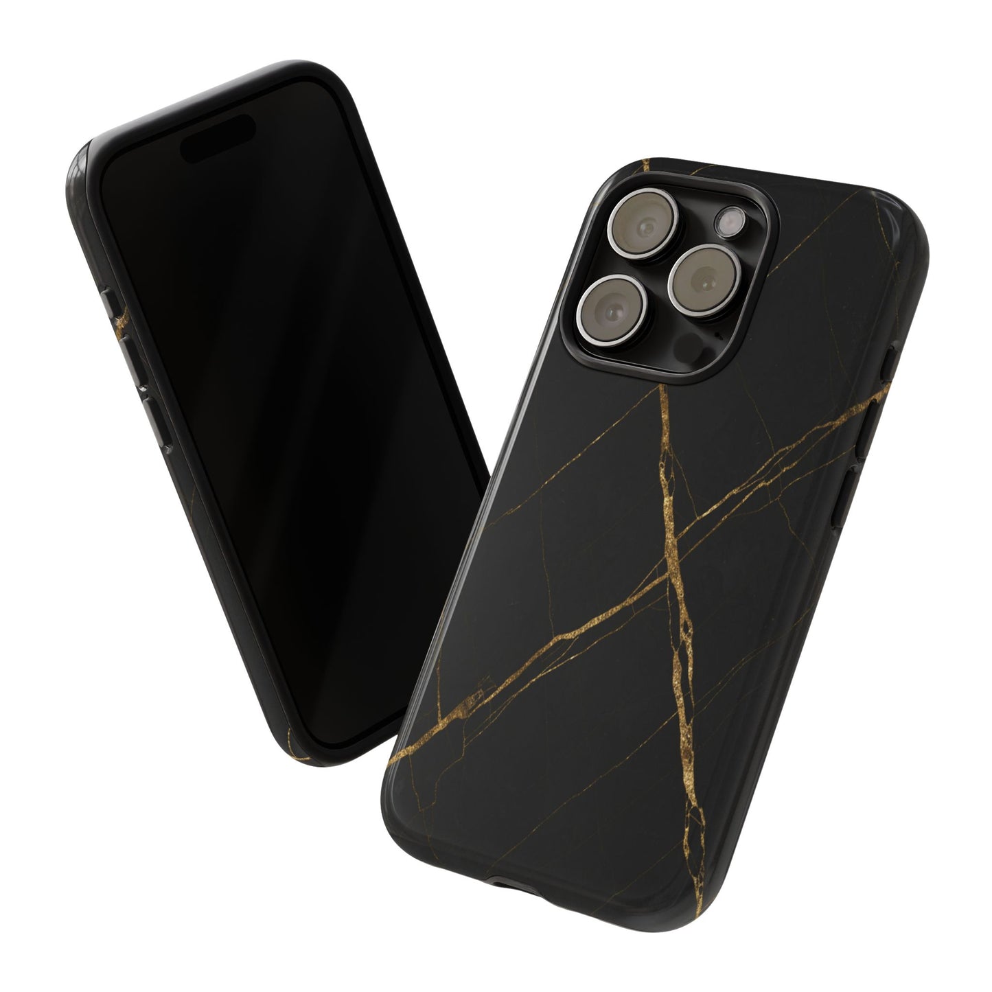 Black Marble Phone Case with Gold Veins – Luxury Minimal Aesthetic Tough Case