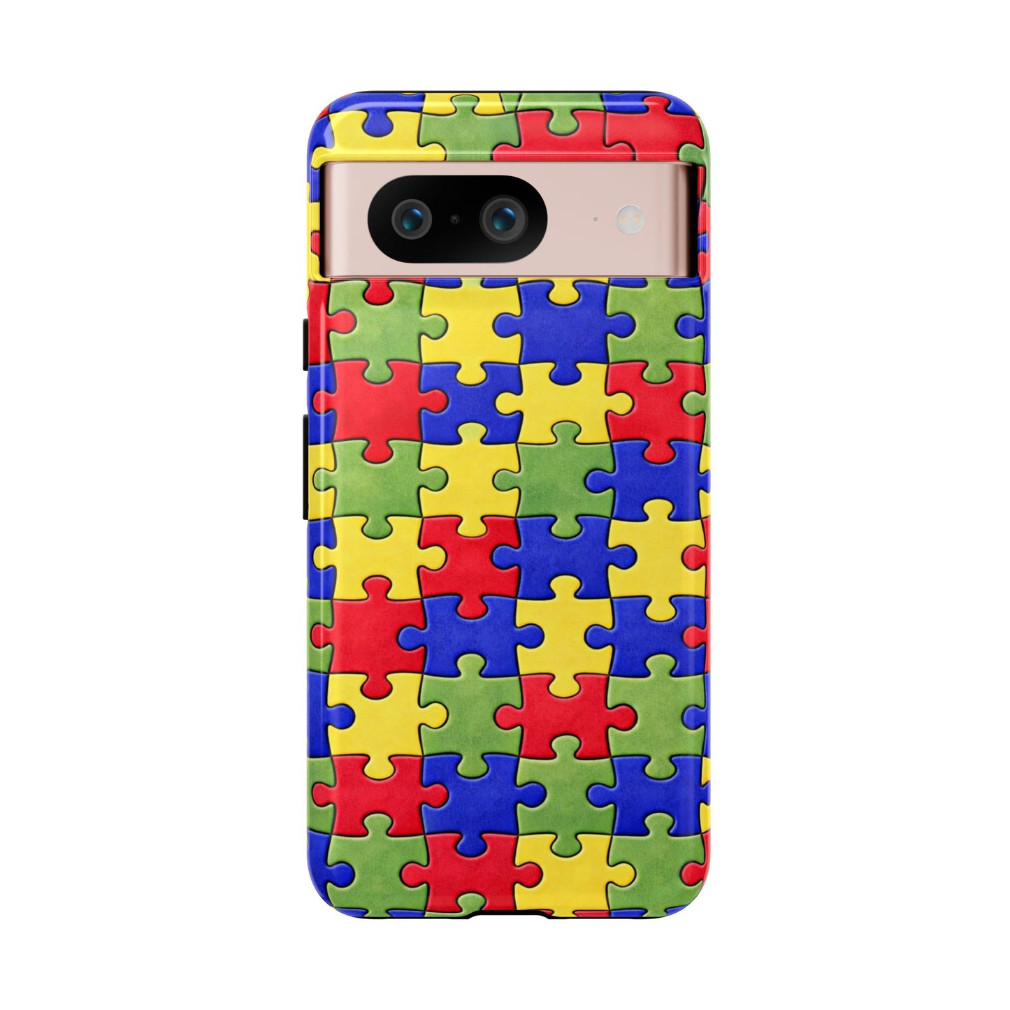 Colorful Puzzle Phone Case, Autism Awareness Jigsaw Design, Tough Protective Case, iPhone & Samsung Case, Vibrant Puzzle Pattern