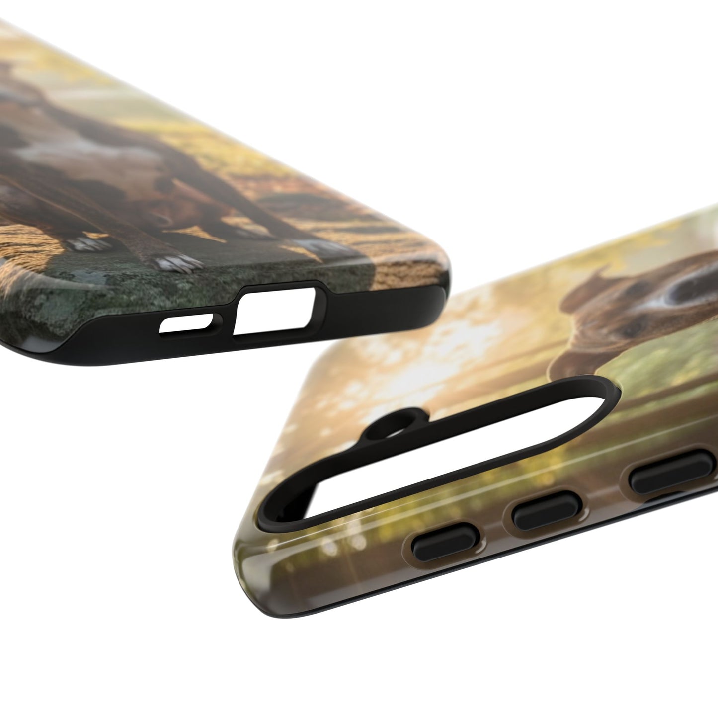 Pitbull Portrait Phone Case | Dog Lover Tough Case, Sunset Forest