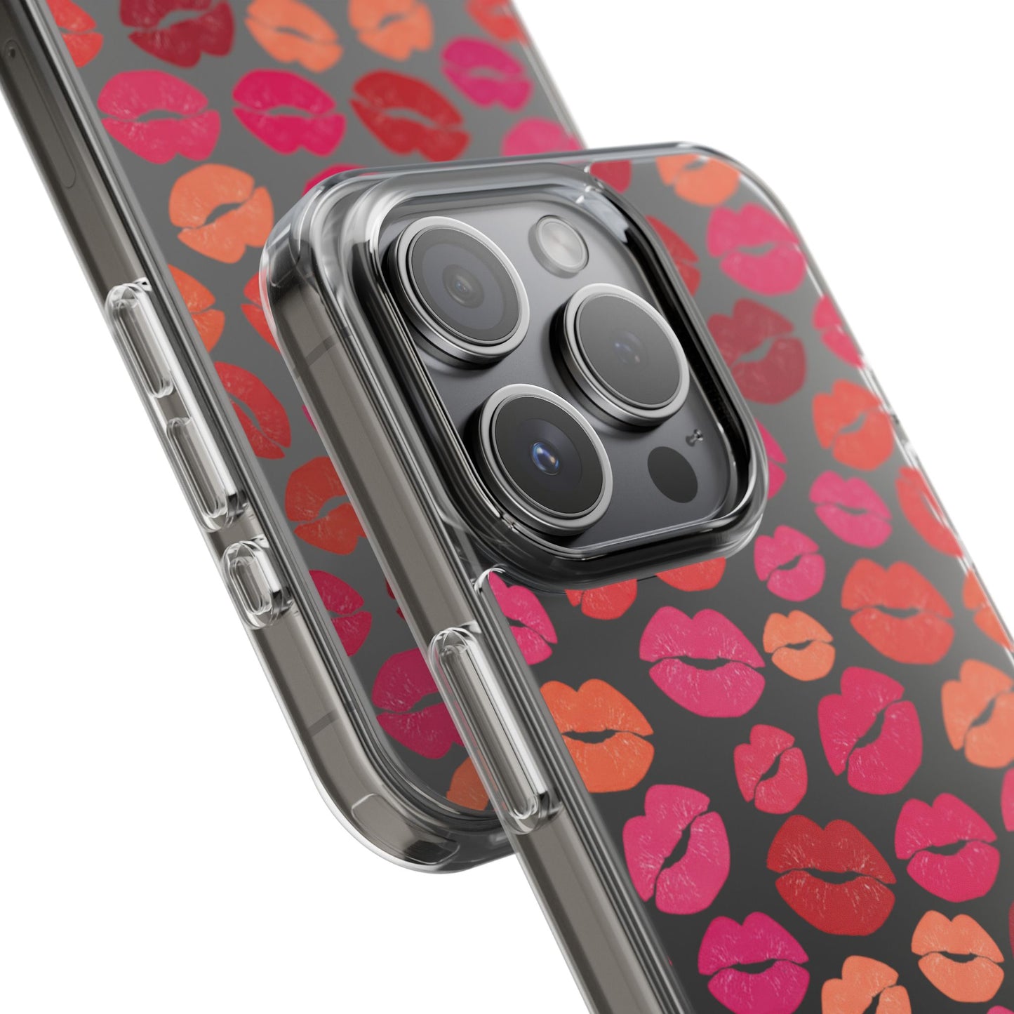 Kiss Print Clear Phone Case | Red Lip Pattern Impact-Resistant Case