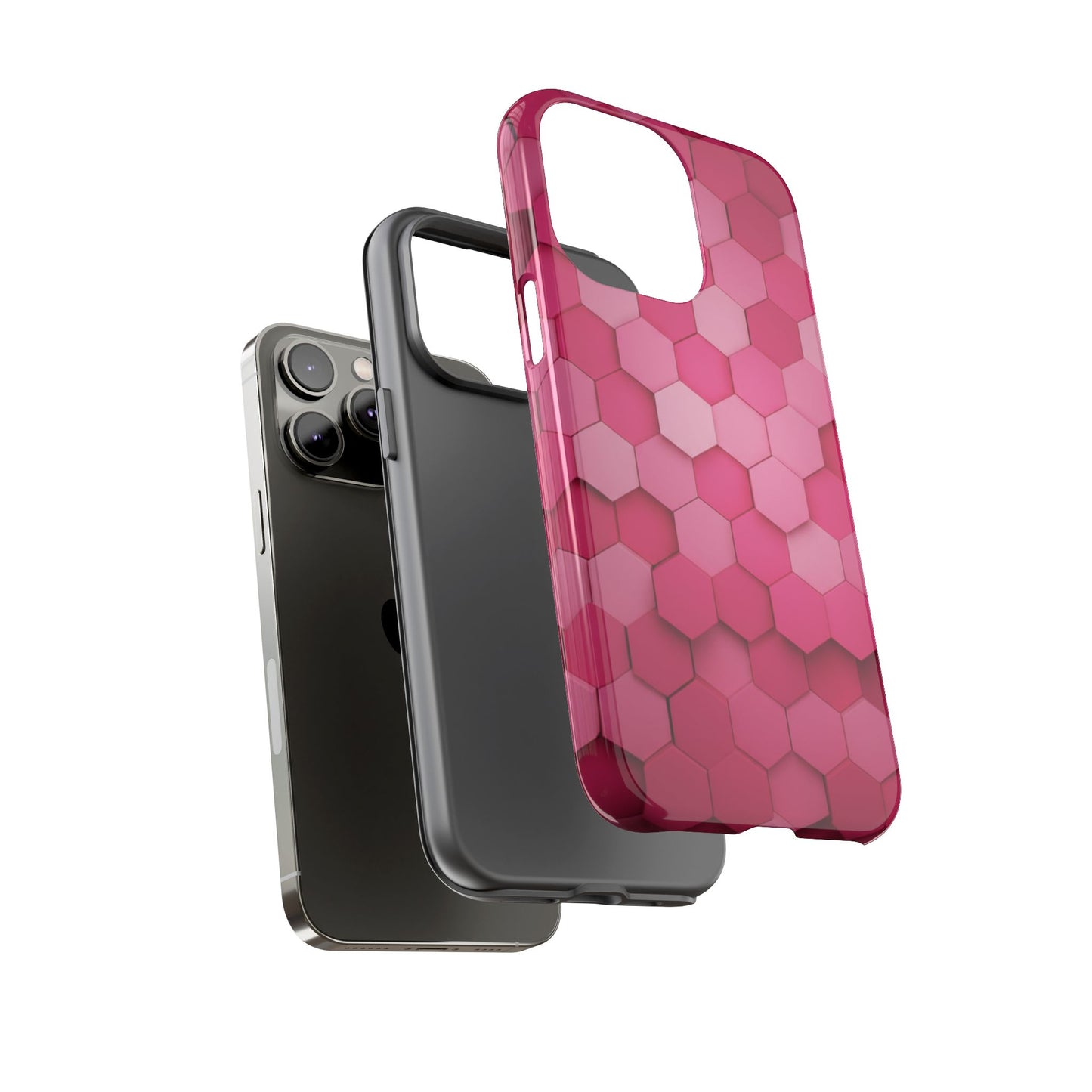 Hot Pink Hexagon Phone Case | Honeycomb Geometric Aesthetic | Cute Pink iPhone & Samsung Tough Protective Case