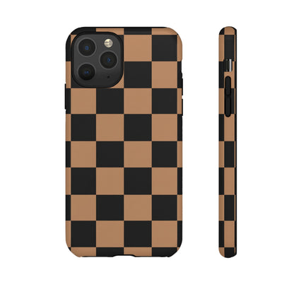 Brown Checkerboard Phone Case | Aesthetic Tough Protective Case