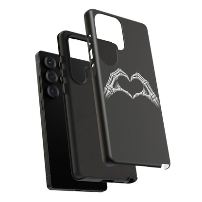 Skeleton Hands Heart Phone Case | Gothic Black Protective Cover