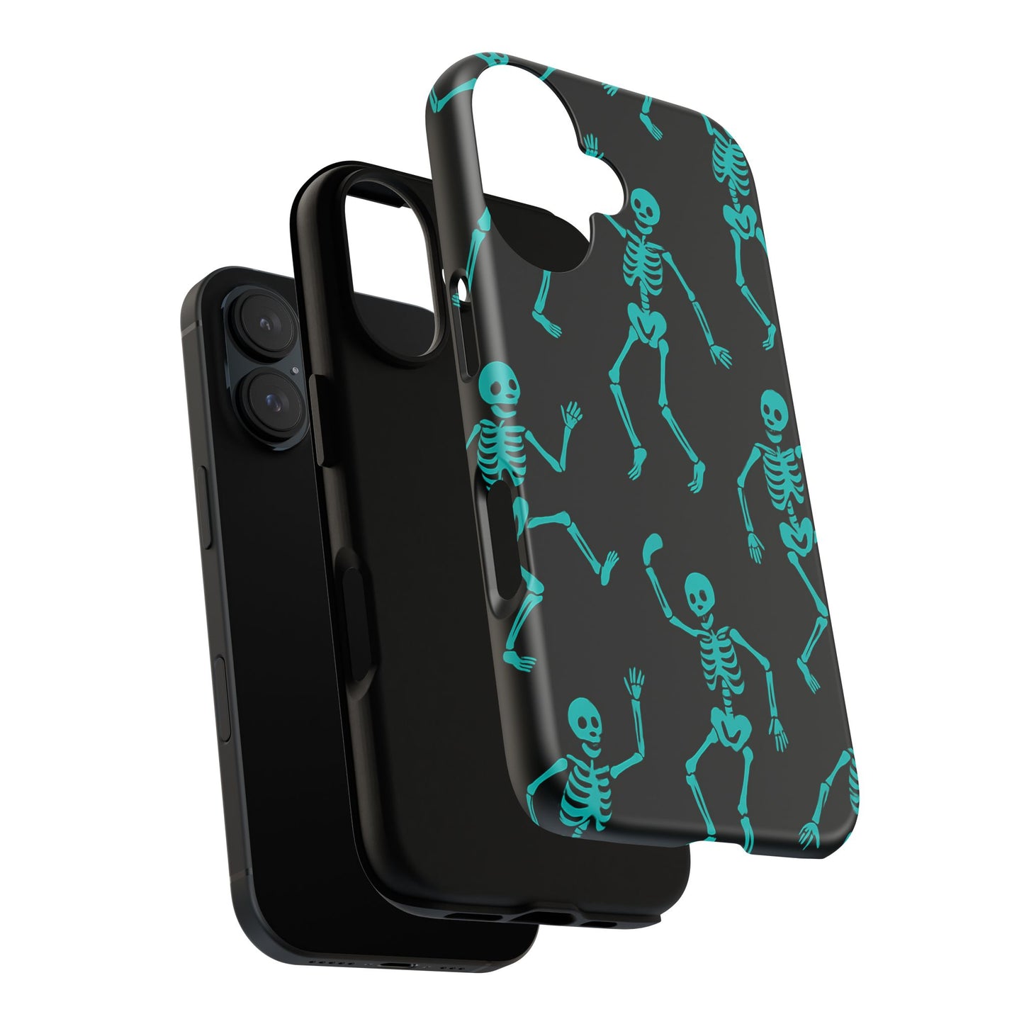 Dancing Teal Skeletons Phone Case | Tough Protective Case for Iphone, Samsung Galaxy and Pixel