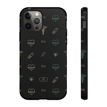 RN Nurse Phone Case – Minimal Medical Icon Pattern Healthcare Worker Tough Case