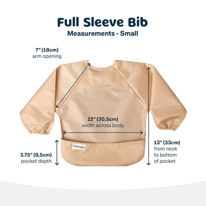 Mess Proof Baby Bibs, 2Pk Waterproof Smock Baby Bibs for Eating, Machine Washable Long Sleeve Bibs, Baby Led Weaning, Toddler Bibs, BLW Supplies (Sand Cinnamon, Large 2-4 Years)