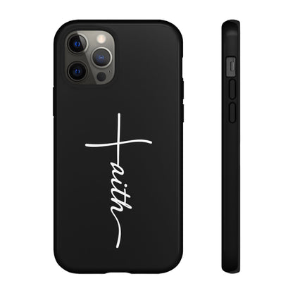 Faith Cross Phone Case, Christian Aesthetic Minimalist Black Matte Case, Religious Gift iPhone Samsung Cover