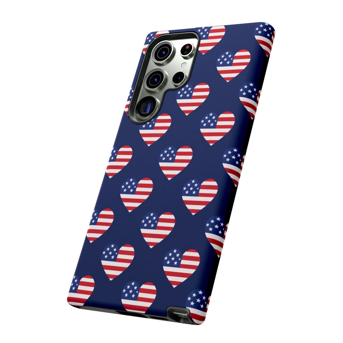 Patriotic American Flag Heart Phone Case – Tough Shockproof, USA Stars & Stripes for Iphone, Samsung Galaxy and Pixel