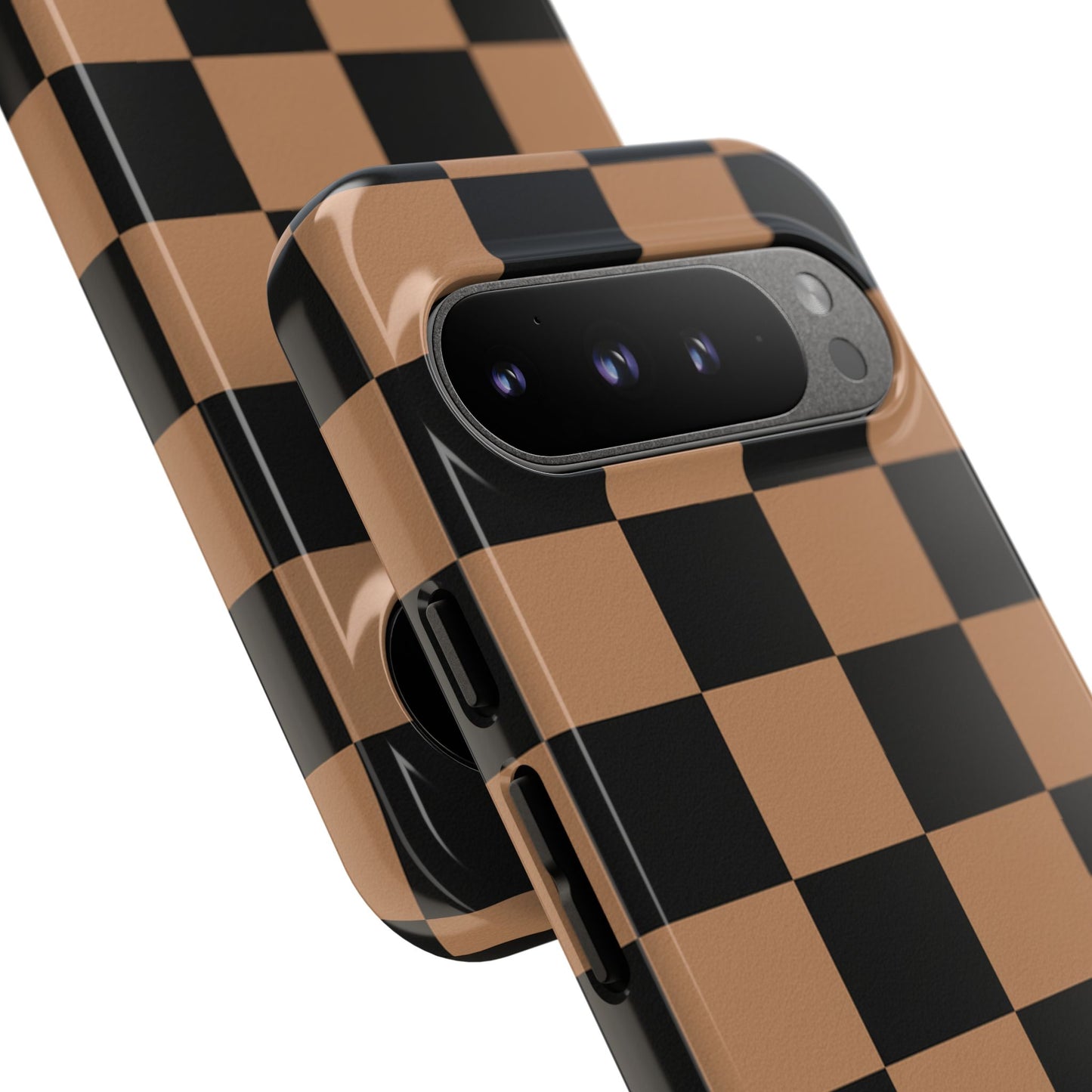 Brown Checkered Phone Case | Aesthetic Checkerboard iPhone & Samsung Tough Case