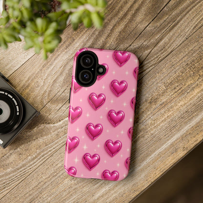Pink Heart Pattern Phone Case | Tough Protective Case for Iphone, Samsung Galaxy and Pixel