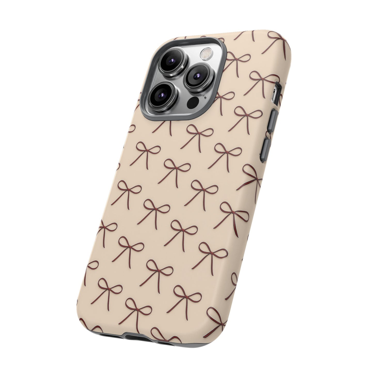 Coquette Bow Phone Case | Neutral Beige Aesthetic iPhone & Samsung Tough Case